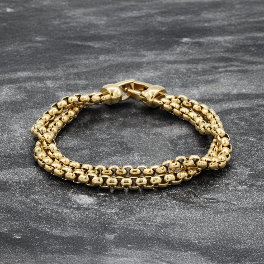 Double Row Men's Box Link Bracelet Men's LYNX Two Tone